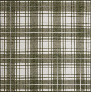 Green 10' x 10' Outdoor Checkered Square Area Rug Weather Resistant for Patio, Deck, Terrace, Balcony, Porch 100% Polypropylene Geometric Carpet for Sale at Rug Engine