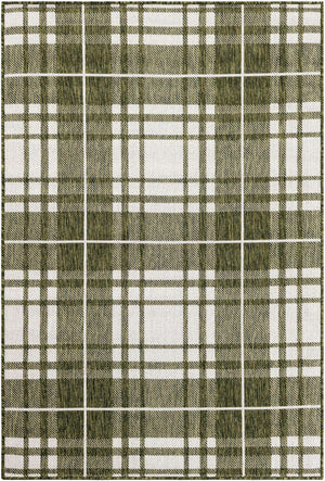 Green 4' 1 x 6' 1 Outdoor Checkered Rectangle Area Rug Weather Resistant for Patio, Deck, Terrace, Balcony, Porch 100% Polypropylene Geometric Carpet for Sale at Rug Engine