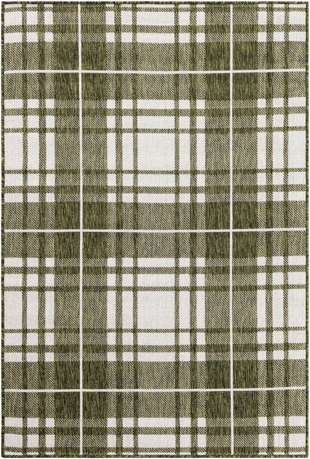 Green 4' 1 x 6' 1 Outdoor Checkered Rectangle Area Rug Weather Resistant for Patio, Deck, Terrace, Balcony, Porch 100% Polypropylene Geometric Carpet for Sale at Rug Engine