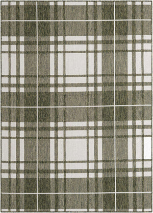 Green 5' 3 x 7' 1 Outdoor Checkered Rectangle Rug