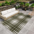 Green 4' 1 x 6' 1 Outdoor Checkered Rectangle Area Rug Weather Resistant for Patio, Deck, Terrace, Balcony, Porch 100% Polypropylene Geometric Carpet for Sale at Rug Engine