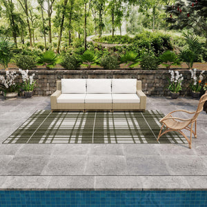 Green 9' x 12' Outdoor Checkered Rectangle Area Rug Weather Resistant for Patio, Deck, Terrace, Balcony, Porch 100% Polypropylene Geometric Carpet for Sale at Rug Engine