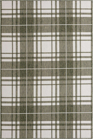 Green 6' 1 x 9' Outdoor Checkered Rectangle Area Rug Weather Resistant for Patio, Deck, Terrace, Balcony, Porch 100% Polypropylene Geometric Carpet for Sale at Rug Engine