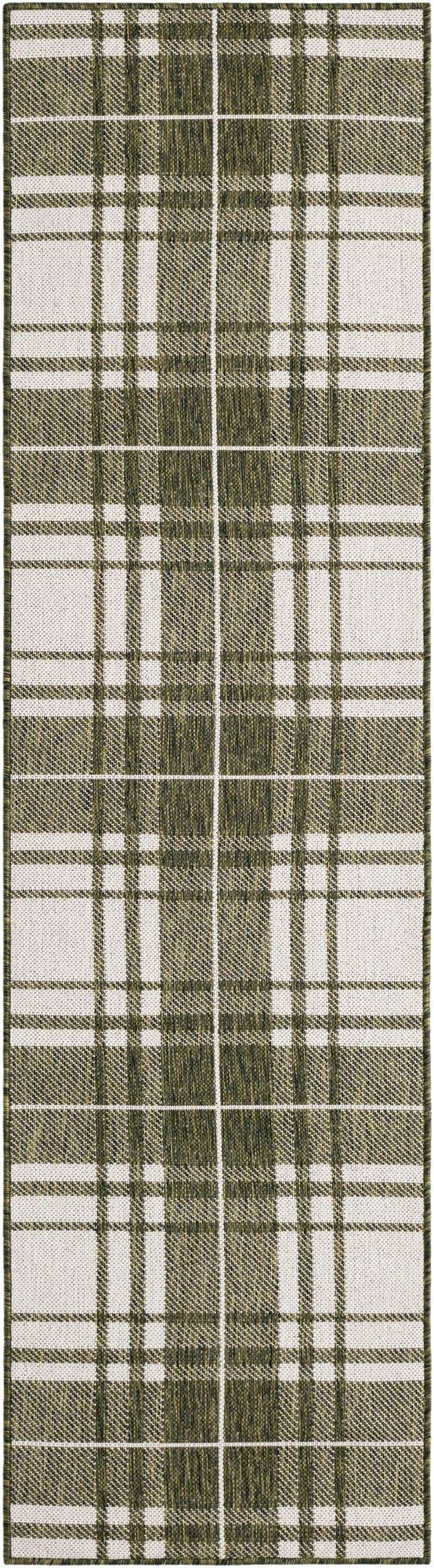 Green 2' x 8' Outdoor Checkered Runner Area Rug Weather Resistant for Patio, Deck, Terrace, Balcony, Porch 100% Polypropylene Geometric Carpet for Sale at Rug Engine