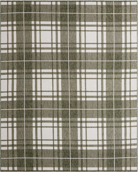 Green 8' x 10' Outdoor Checkered Rectangle Rug