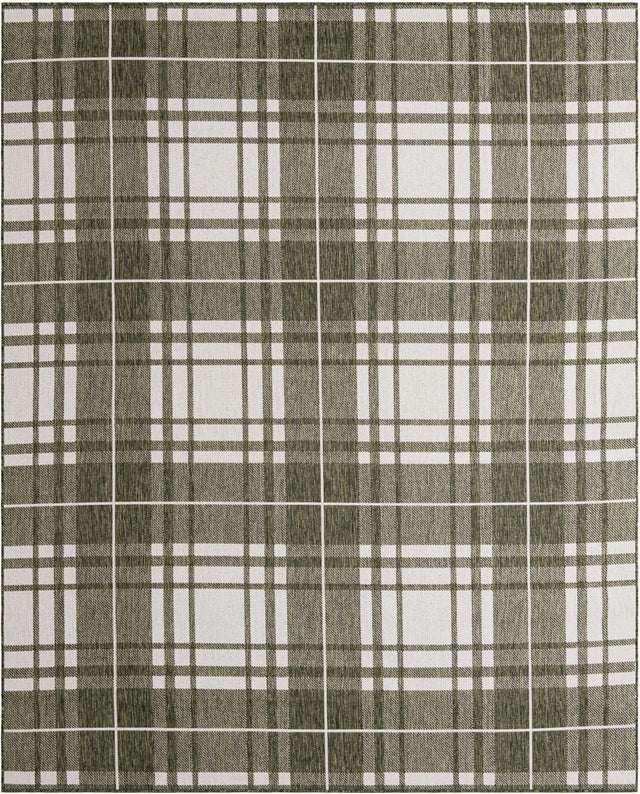 Green 8' x 10' Outdoor Checkered Rectangle Rug