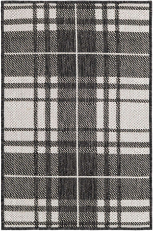 Black and White 2' x 3' 1 Outdoor Checkered Rectangle Area Rug Weather Resistant for Patio, Deck, Terrace, Balcony, Porch 100% Polypropylene Geometric Carpet for Sale at Rug Engine