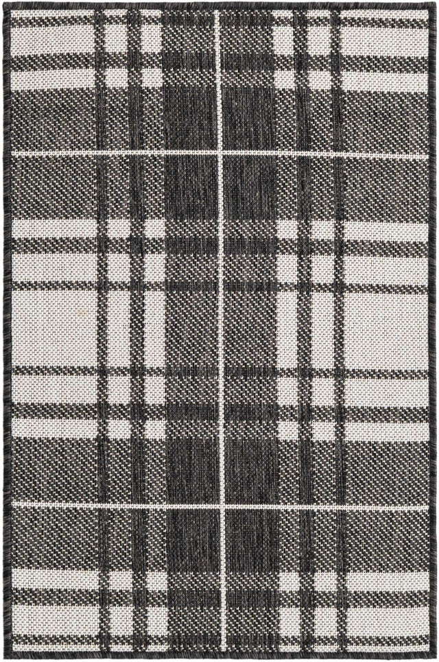 Black and White 2' x 3' 1 Outdoor Checkered Rectangle Area Rug Weather Resistant for Patio, Deck, Terrace, Balcony, Porch 100% Polypropylene Geometric Carpet for Sale at Rug Engine