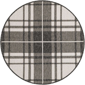 Black and White 3' 1 x 3' 1 Outdoor Checkered Round Rug