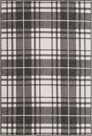 Black and White 4' 1 x 6' 1 Outdoor Checkered Rectangle Area Rug Weather Resistant for Patio, Deck, Terrace, Balcony, Porch 100% Polypropylene Geometric Carpet for Sale at Rug Engine