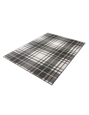 Black and White 5' 3 x 7' 1 Outdoor Checkered Rectangle Area Rug Weather Resistant for Patio, Deck, Terrace, Balcony, Porch 100% Polypropylene Geometric Carpet for Sale at Rug Engine