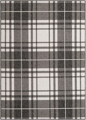 Black and White 5' 3 x 7' 1 Outdoor Checkered Rectangle Area Rug Weather Resistant for Patio, Deck, Terrace, Balcony, Porch 100% Polypropylene Geometric Carpet for Sale at Rug Engine