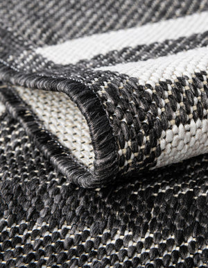Black and White 5' 3 x 7' 1 Outdoor Checkered Rectangle Area Rug Weather Resistant for Patio, Deck, Terrace, Balcony, Porch 100% Polypropylene Geometric Carpet for Sale at Rug Engine