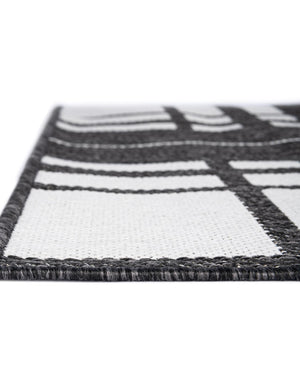 Black and White 5' 3 x 7' 1 Outdoor Checkered Rectangle Area Rug Weather Resistant for Patio, Deck, Terrace, Balcony, Porch 100% Polypropylene Geometric Carpet for Sale at Rug Engine