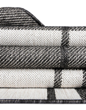 Black and White 5' 3 x 7' 1 Outdoor Checkered Rectangle Area Rug Weather Resistant for Patio, Deck, Terrace, Balcony, Porch 100% Polypropylene Geometric Carpet for Sale at Rug Engine