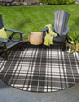 Black and White 3' 1 x 3' 1 Outdoor Checkered Round Rug