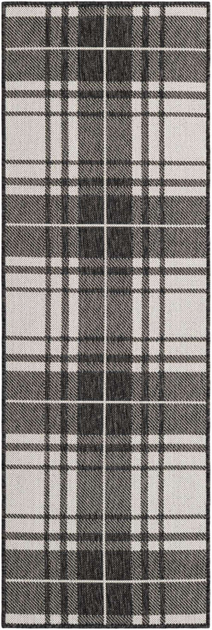Black and White 2' x 6' 1 Outdoor Checkered Runner Area Rug Weather Resistant for Patio, Deck, Terrace, Balcony, Porch 100% Polypropylene Geometric Carpet for Sale at Rug Engine