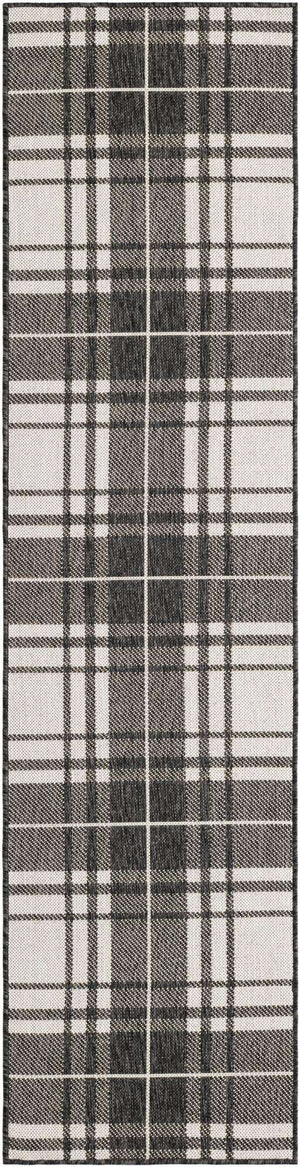 Black and White 2' x 8' Outdoor Checkered Runner Area Rug Weather Resistant for Patio, Deck, Terrace, Balcony, Porch 100% Polypropylene Geometric Carpet for Sale at Rug Engine