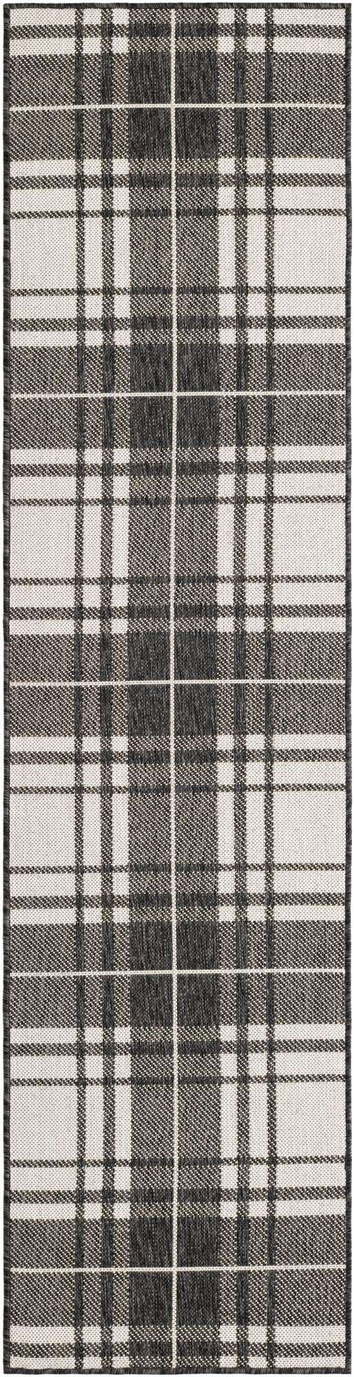 Black and White 2' x 8' Outdoor Checkered Runner Area Rug Weather Resistant for Patio, Deck, Terrace, Balcony, Porch 100% Polypropylene Geometric Carpet for Sale at Rug Engine