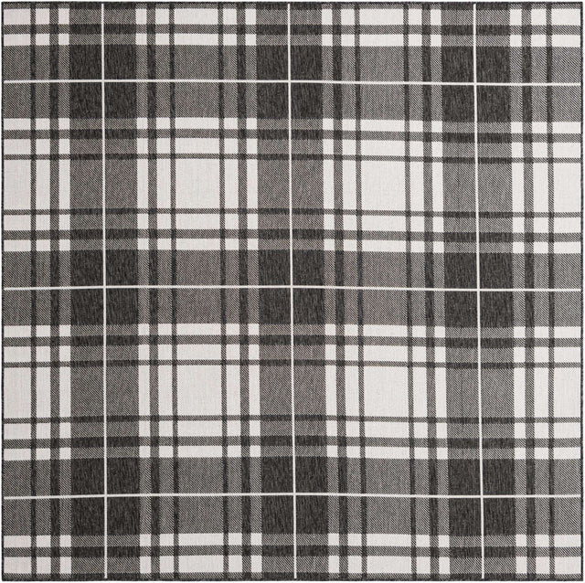 Black and White 7' 10 x 7' 10 Outdoor Checkered Square Area Rug Weather Resistant for Patio, Deck, Terrace, Balcony, Porch 100% Polypropylene Geometric Carpet for Sale at Rug Engine