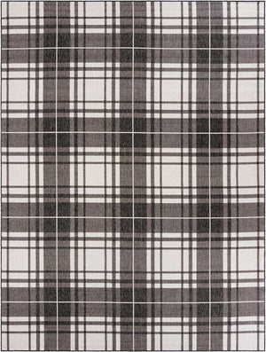 Black and White 9' x 12' Outdoor Checkered Rectangle Area Rug Weather Resistant for Patio, Deck, Terrace, Balcony, Porch 100% Polypropylene Geometric Carpet for Sale at Rug Engine