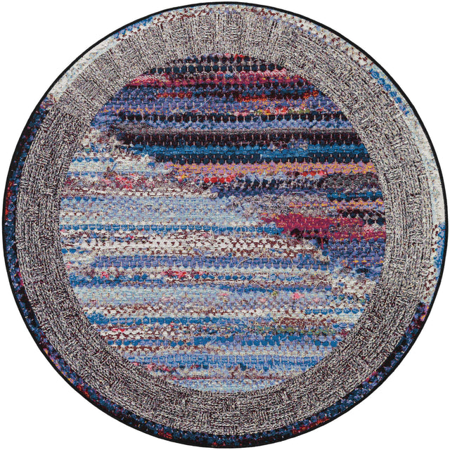 Multicolor 5' 1 x 5' 1 Outdoor Modern Round Area Rug Weather Resistant for Patio, Deck, Terrace, Balcony, Porch 100% Polypropylene Modern Outside Carpet for Sale at Rug Engine