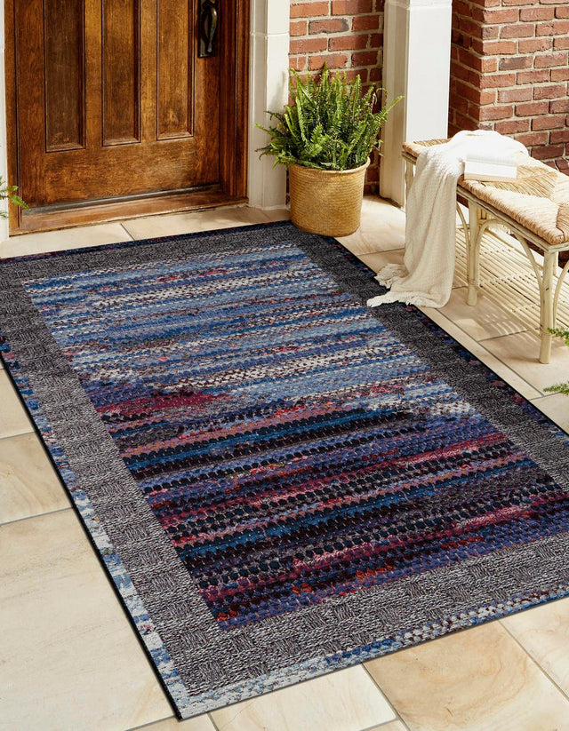Multicolor 4' 1 x 6' 1 Outdoor Modern Rectangle Area Rug Weather Resistant for Patio, Deck, Terrace, Balcony, Porch 100% Polypropylene Modern Outside Carpet for Sale at Rug Engine