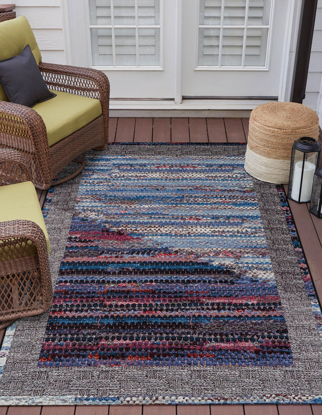 Multicolor 10' x 14' 1 Outdoor Modern Rectangle Area Rug Weather Resistant for Patio, Deck, Terrace, Balcony, Porch 100% Polypropylene Modern Outside Carpet for Sale at Rug Engine