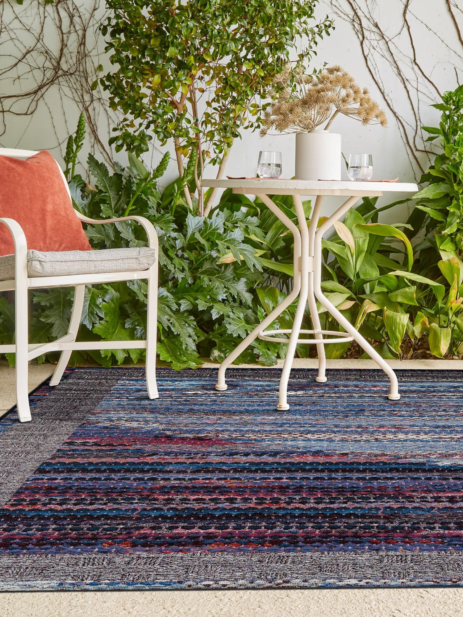 Multicolor 7' 10 x 10' Outdoor Modern Rectangle Area Rug Weather Resistant for Patio, Deck, Terrace, Balcony, Porch 100% Polypropylene Modern Outside Carpet for Sale at Rug Engine