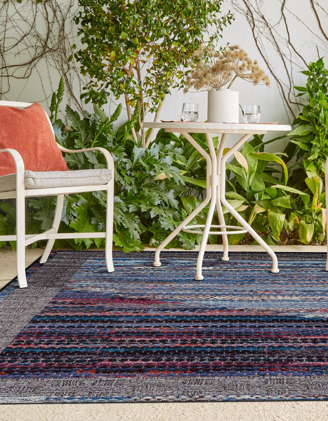 Multicolor 7' 10 x 10' Outdoor Modern Rectangle Area Rug Weather Resistant for Patio, Deck, Terrace, Balcony, Porch 100% Polypropylene Modern Outside Carpet for Sale at Rug Engine