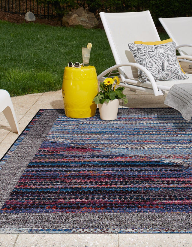 Multicolor 10' x 14' 1 Outdoor Modern Rectangle Area Rug Weather Resistant for Patio, Deck, Terrace, Balcony, Porch 100% Polypropylene Modern Outside Carpet for Sale at Rug Engine