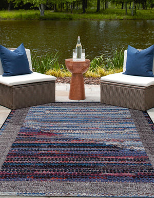 Multicolor 10' x 14' 1 Outdoor Modern Rectangle Area Rug Weather Resistant for Patio, Deck, Terrace, Balcony, Porch 100% Polypropylene Modern Outside Carpet for Sale at Rug Engine