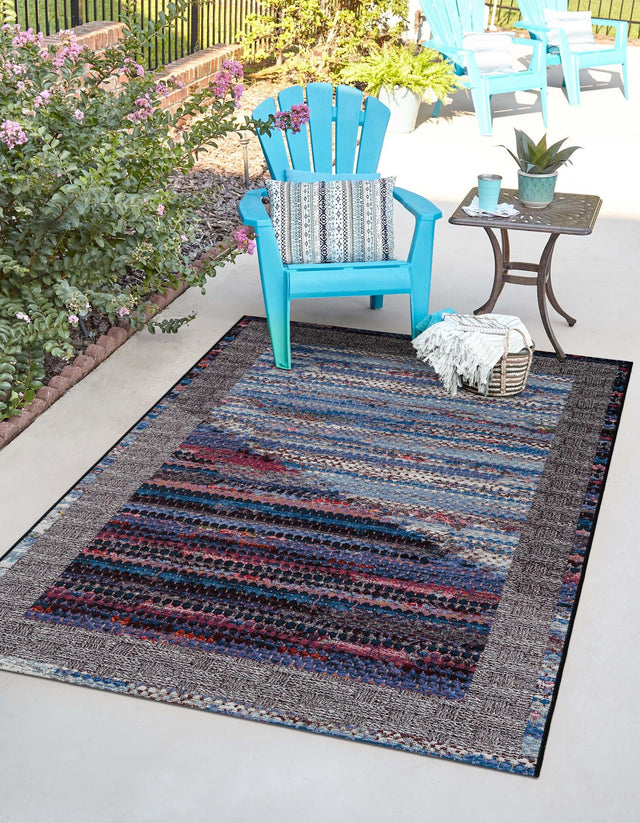 Multicolor 6' 1 x 9' Outdoor Modern Rectangle Area Rug Weather Resistant for Patio, Deck, Terrace, Balcony, Porch 100% Polypropylene Modern Outside Carpet for Sale at Rug Engine