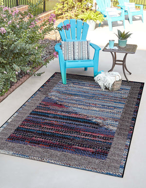 Multicolor 7' 10 x 10' Outdoor Modern Rectangle Area Rug Weather Resistant for Patio, Deck, Terrace, Balcony, Porch 100% Polypropylene Modern Outside Carpet for Sale at Rug Engine