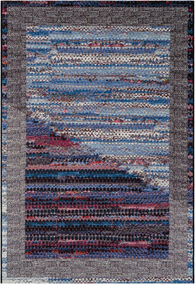 Multicolor 5' 1 x 8' Outdoor Modern Rectangle Area Rug Weather Resistant for Patio, Deck, Terrace, Balcony, Porch 100% Polypropylene Modern Outside Carpet for Sale at Rug Engine