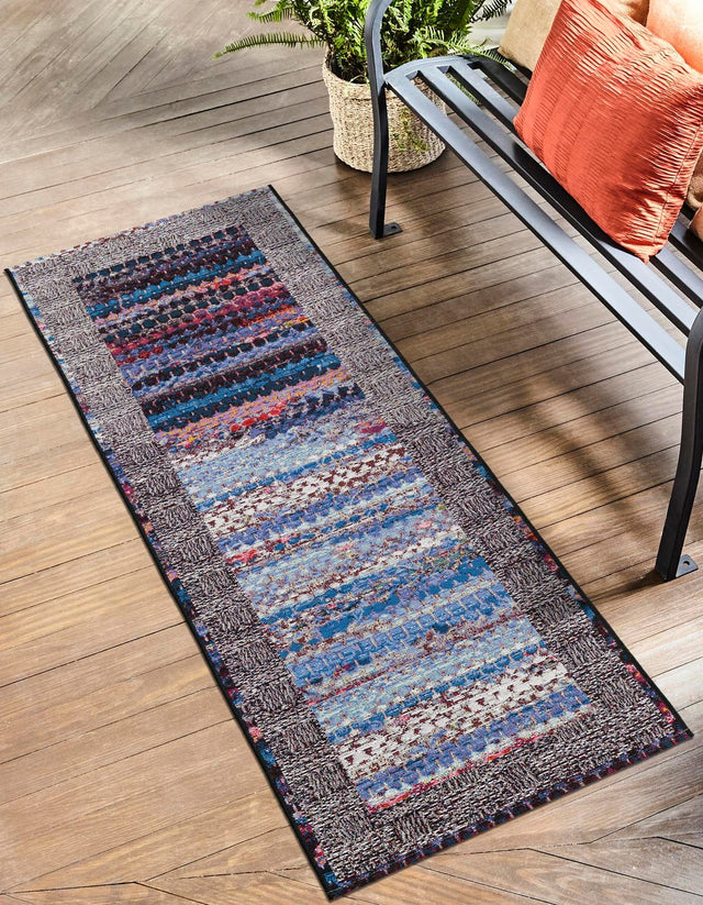 Multicolor 2' x 6' 1 Outdoor Modern Runner Area Rug Weather Resistant for Patio, Deck, Terrace, Balcony, Porch 100% Polypropylene Modern Outside Carpet for Sale at Rug Engine
