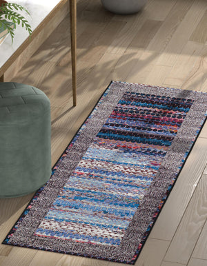 Multicolor 2' 7 x 10' Outdoor Modern Runner Area Rug Weather Resistant for Patio, Deck, Terrace, Balcony, Porch 100% Polypropylene Modern Outside Carpet for Sale at Rug Engine