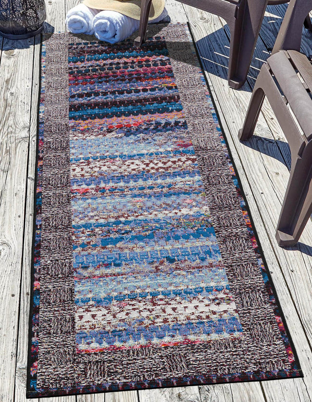 Multicolor 2' x 8' Outdoor Modern Runner Area Rug Weather Resistant for Patio, Deck, Terrace, Balcony, Porch 100% Polypropylene Modern Outside Carpet for Sale at Rug Engine