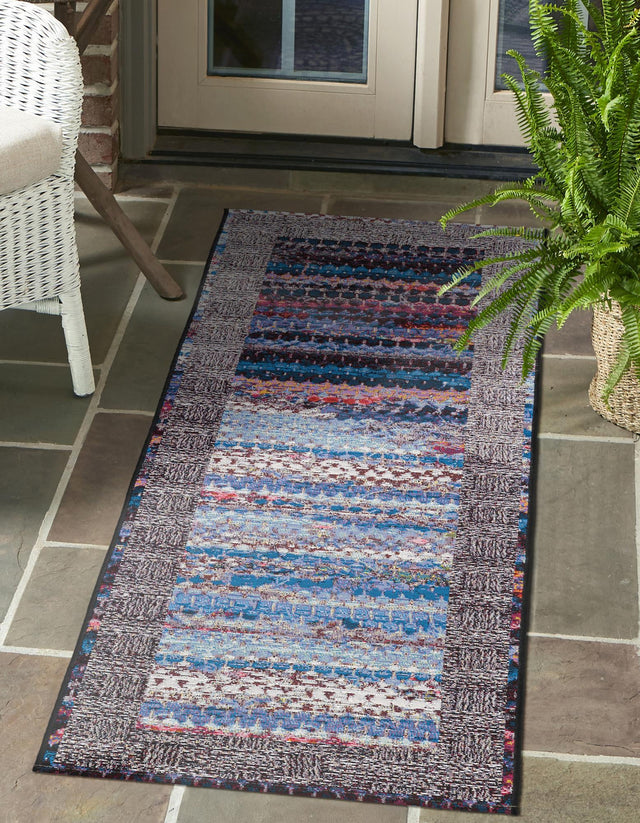 Multicolor 2' 7 x 10' Outdoor Modern Runner Area Rug Weather Resistant for Patio, Deck, Terrace, Balcony, Porch 100% Polypropylene Modern Outside Carpet for Sale at Rug Engine
