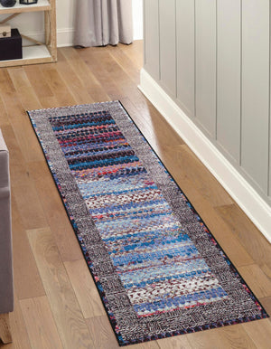 Multicolor 2' 7 x 10' Outdoor Modern Runner Area Rug Weather Resistant for Patio, Deck, Terrace, Balcony, Porch 100% Polypropylene Modern Outside Carpet for Sale at Rug Engine