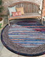 Multicolor 7' 10 x 7' 10 Outdoor Modern Round Area Rug Weather Resistant for Patio, Deck, Terrace, Balcony, Porch 100% Polypropylene Modern Outside Carpet for Sale at Rug Engine