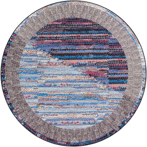 Multicolor 7' 10 x 7' 10 Outdoor Modern Round Area Rug Weather Resistant for Patio, Deck, Terrace, Balcony, Porch 100% Polypropylene Modern Outside Carpet for Sale at Rug Engine