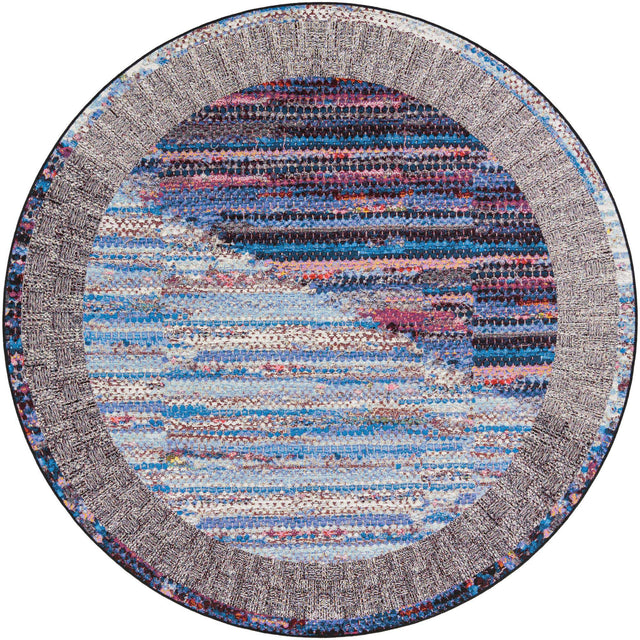 Multicolor 7' 10 x 7' 10 Outdoor Modern Round Area Rug Weather Resistant for Patio, Deck, Terrace, Balcony, Porch 100% Polypropylene Modern Outside Carpet for Sale at Rug Engine