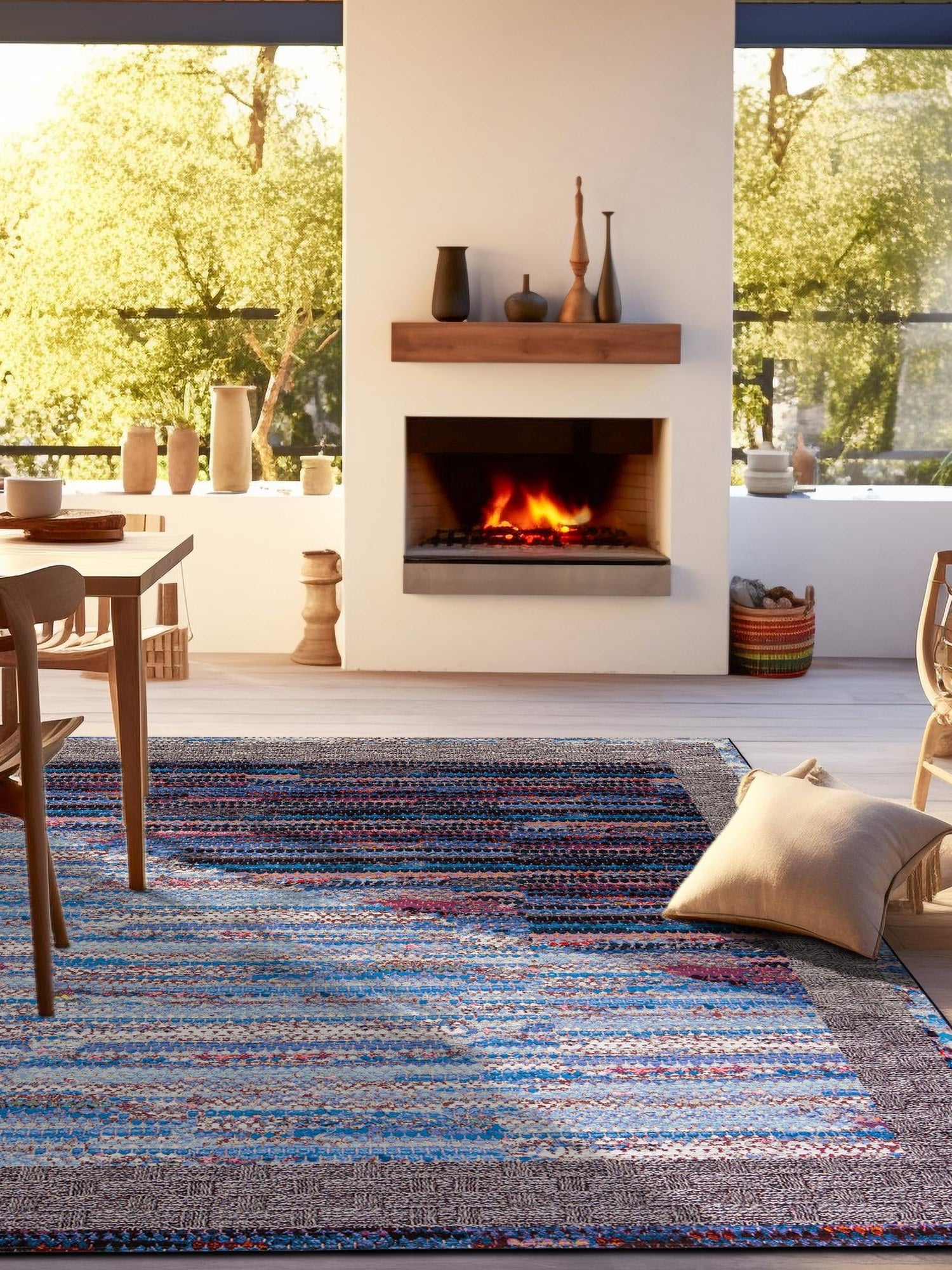 Multicolor 10' x 10' Outdoor Modern Square Area Rug Weather Resistant for Patio, Deck, Terrace, Balcony, Porch 100% Polypropylene Modern Outside Carpet for Sale at Rug Engine