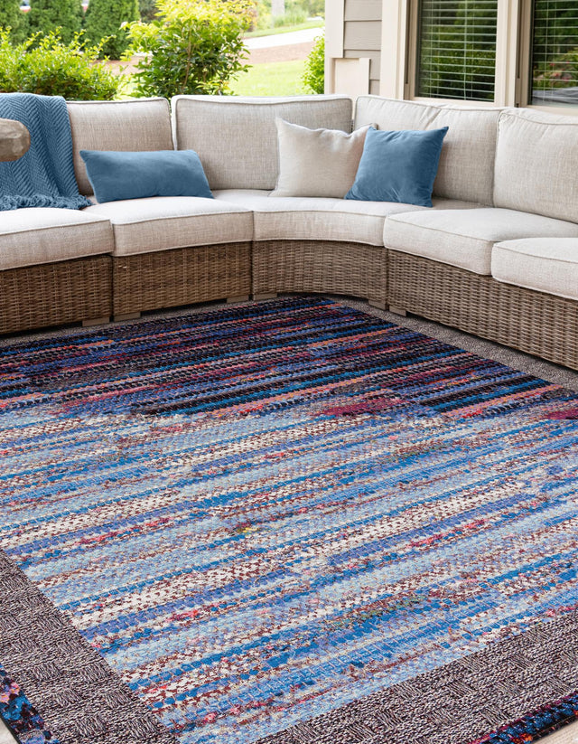 Multicolor 10' x 10' Outdoor Modern Square Area Rug Weather Resistant for Patio, Deck, Terrace, Balcony, Porch 100% Polypropylene Modern Outside Carpet for Sale at Rug Engine
