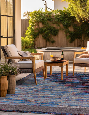 Multicolor 10' x 10' Outdoor Modern Square Area Rug Weather Resistant for Patio, Deck, Terrace, Balcony, Porch 100% Polypropylene Modern Outside Carpet for Sale at Rug Engine