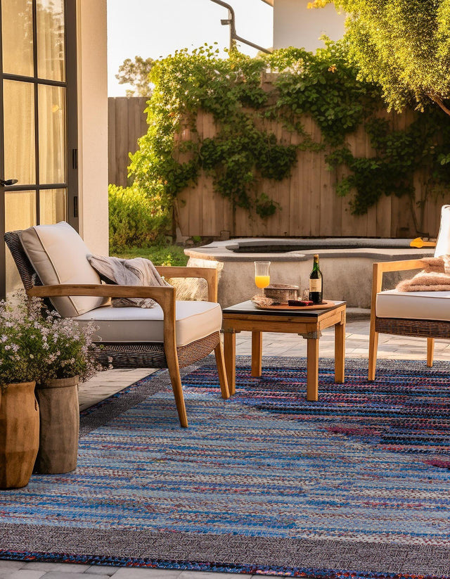 Multicolor 10' x 10' Outdoor Modern Square Area Rug Weather Resistant for Patio, Deck, Terrace, Balcony, Porch 100% Polypropylene Modern Outside Carpet for Sale at Rug Engine