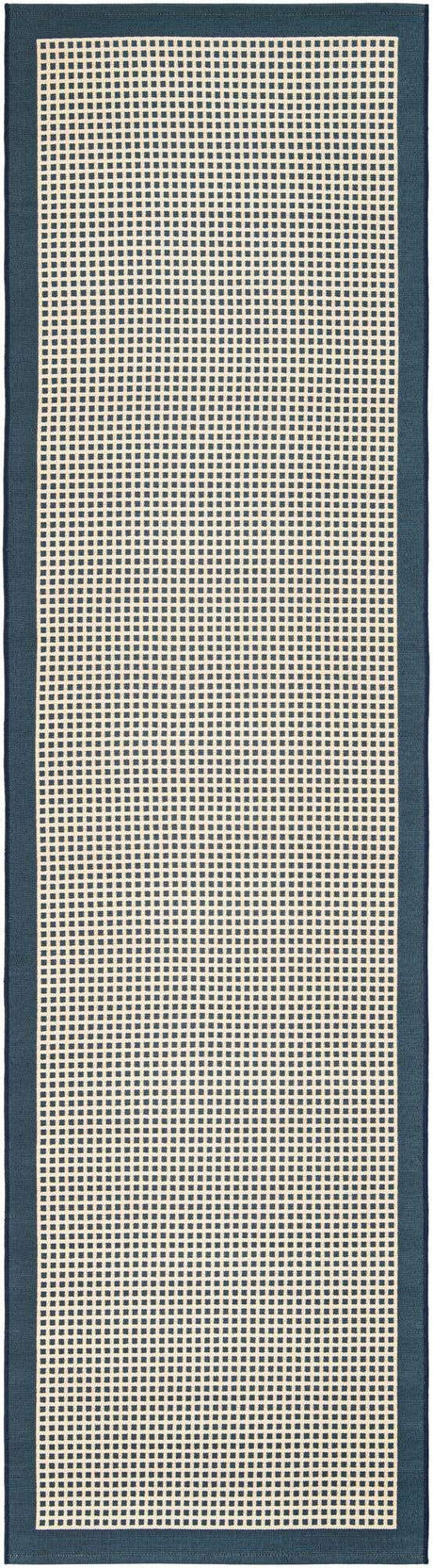 Navy Blue 3' x 10' Outdoor Border Runner Rug
