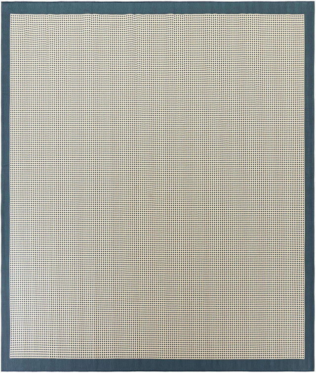 Navy Blue 10' x 10' Outdoor Border Square Area Rug Weather Resistant for Patio, Deck, Terrace, Balcony, Porch 100% Polypropylene Classic Bordered Carpet for Sale at Rug Engine