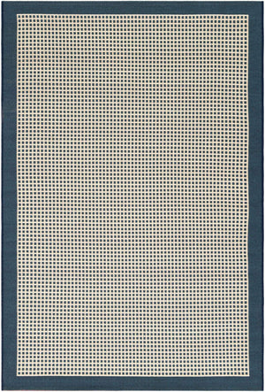 Navy Blue 4' 1 x 6' 1 Outdoor Border Rectangle Area Rug Weather Resistant for Patio, Deck, Terrace, Balcony, Porch 100% Polypropylene Classic Bordered Carpet for Sale at Rug Engine